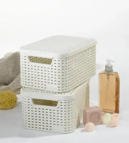 Box with lid Style S 29,1x19,8x14,2cm cream Photo