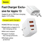 Baseus Compact travel charger | 30W | PD | USB-A, USB-C | white Photo
