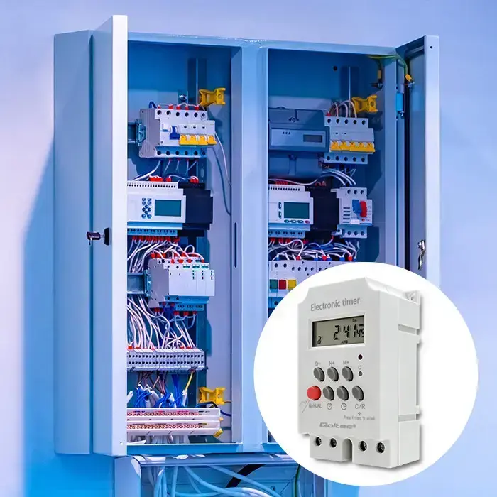 Qoltec Electronic timer PC0629 for DIN rail | LCD Фото num