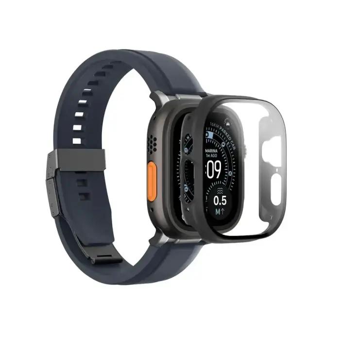 AmazingThing Radix Glass Screen Protector with Case for Apple Watch UItra 3 49mm - Black Foto 5