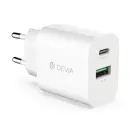Devia wall charger Smart PD 1x USB-C 1x USB 20W white Photo