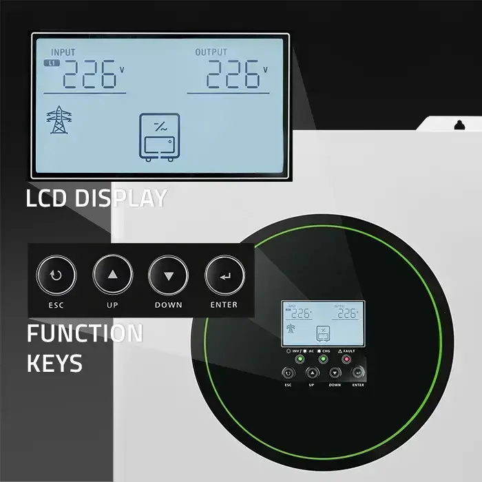 Qoltec Hybrid Solar Inverter Off-Grid 11000W | 160A | 48V| MPPT | BMS | AGM GEL LiFePO4 | Sinus | Wi-Fi option | Power factor 1.0  Foto 4