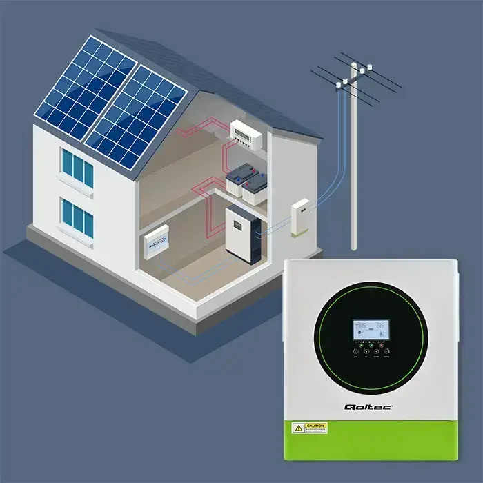 Qoltec Hybrid Solar Inverter Off-Grid 3500W | 100A | 24V| MPPT | BMS |  AGM GEL LiFePO4 | Wi-Fi option | Sinus | Power factor 1.0  Foto 6