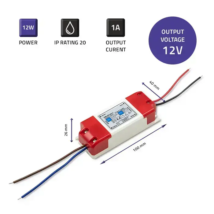 Qoltec LED power supply IP20 | 12W | 12V | 1A Photo