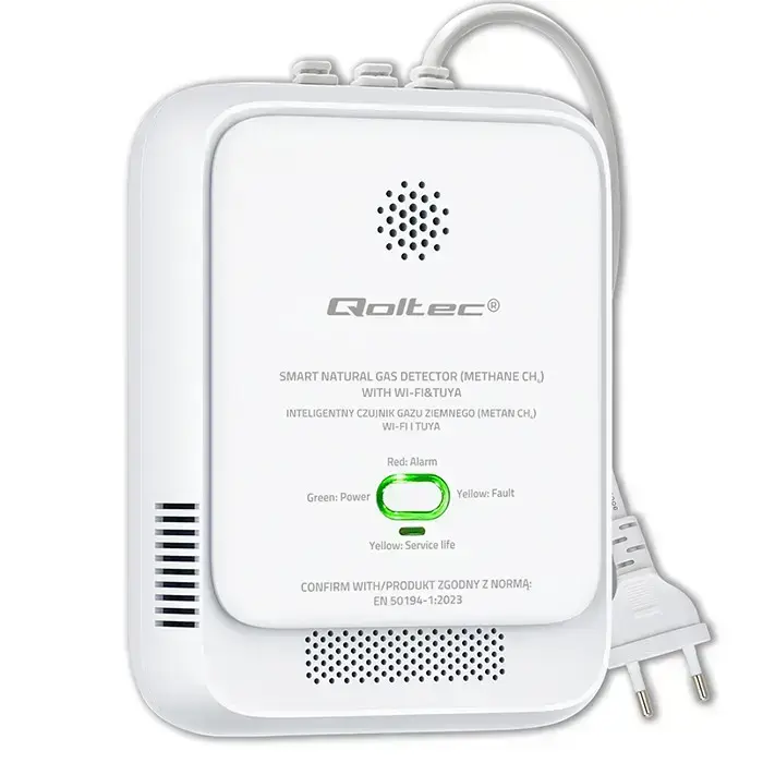 Qoltec Certified Natural Gas Leak Sensor | CH4 detector | NG | Tuya | Wi-Fi | 85dB alarm | LED  Foto 14