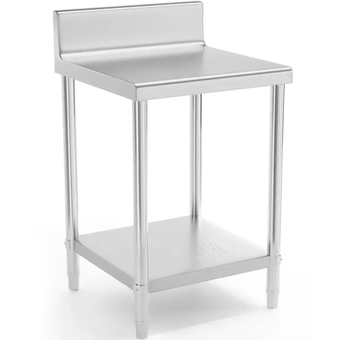 Stół blat roboczy stalowy nierdzewny przyścienny z rantem i półką 60x60cm Фото num