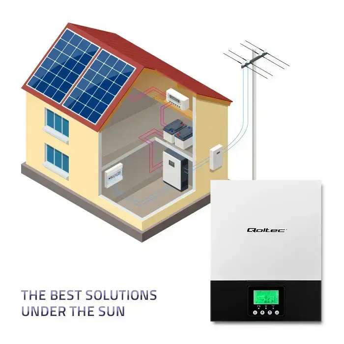Qoltec Hybrid Solar Inverter Off-Grid 3kVA | 2.4kW | 80A | MPPT | AGM GEL | Sinus Photo