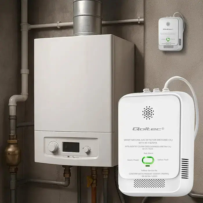 Qoltec Certified Natural Gas Leak Sensor | CH4 detector | NG | Tuya | Wi-Fi | 85dB alarm | LED  Foto 8
