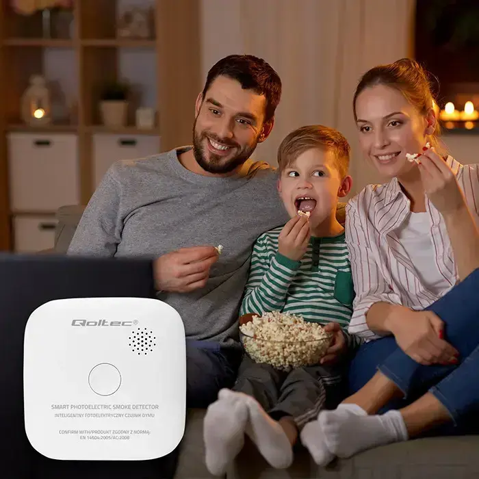 Qoltec Certified Wireless Smoke Detector with Battery | Sensor life: 10 years | Battery life: 10 years | Alarm: 85dB | LED Foto 9