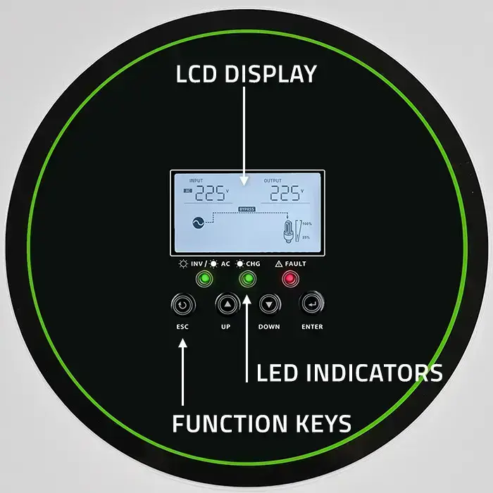Qoltec Hybrid Solar Inverter Off-Grid 3500W | 100A | 24V| MPPT | BMS |  AGM GEL LiFePO4 | Wi-Fi option | Sinus | Power factor 1.0  Foto 7