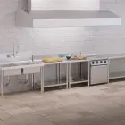 Stół blat roboczy stalowy nierdzewny przyścienny z rantem i półką 60x60cm Фото num